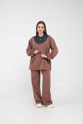 Yaka Detaylı Bel Büzgülü Kadın Takım 1719 - SASİLVA