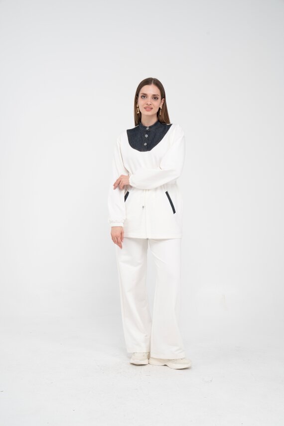 Yaka Detaylı Bel Büzgülü Kadın Takım 1719 - 9