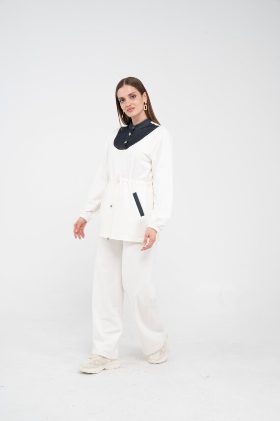 Yaka Detaylı Bel Büzgülü Kadın Takım 1719 - 10