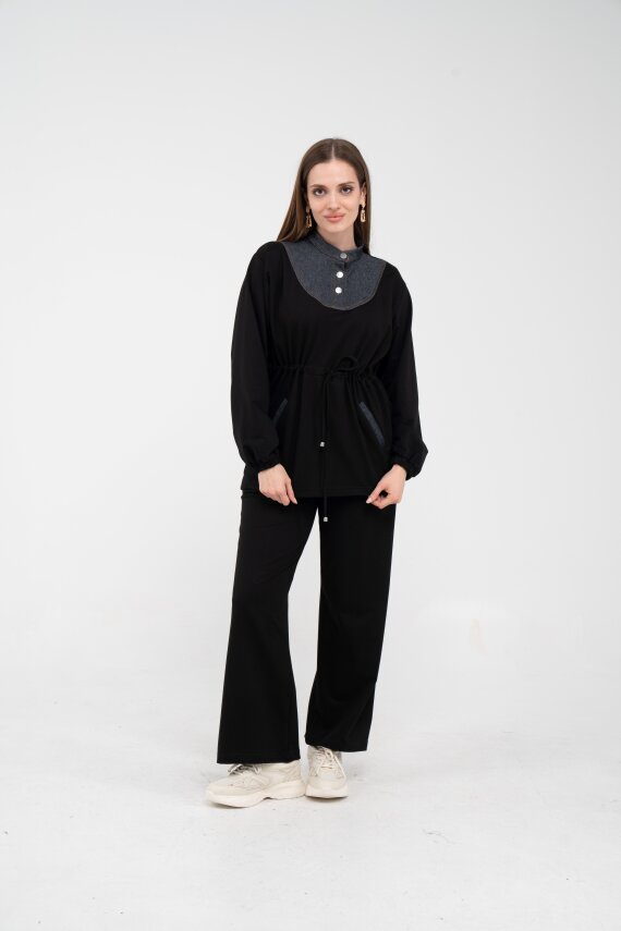 Yaka Detaylı Bel Büzgülü Kadın Takım 1719 - 17