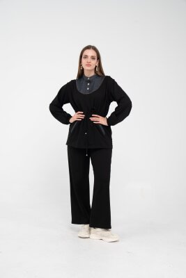 Yaka Detaylı Bel Büzgülü Kadın Takım 1719 - 18