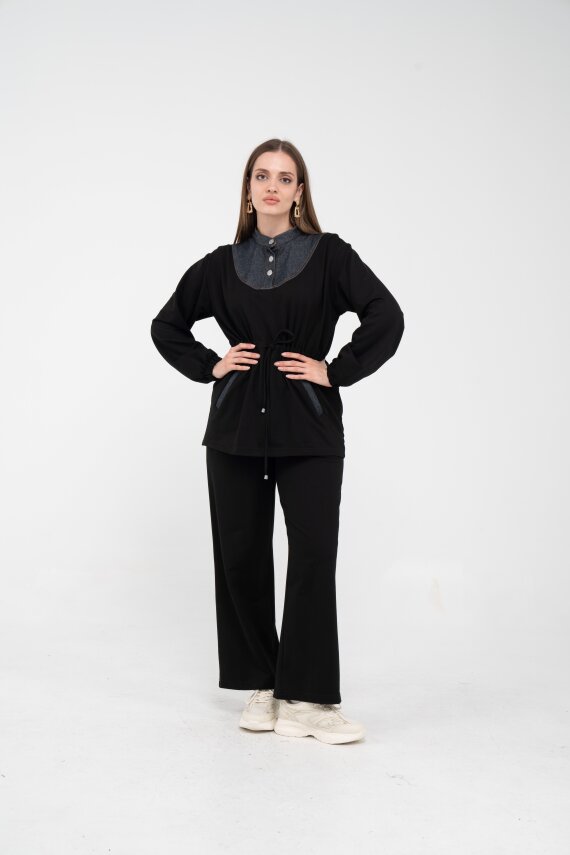 Yaka Detaylı Bel Büzgülü Kadın Takım 1719 - 18