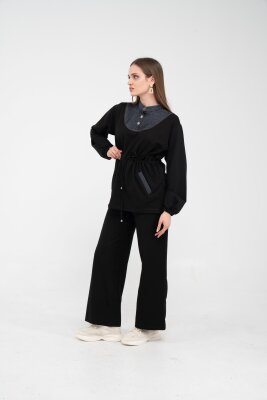 Yaka Detaylı Bel Büzgülü Kadın Takım 1719 - 19