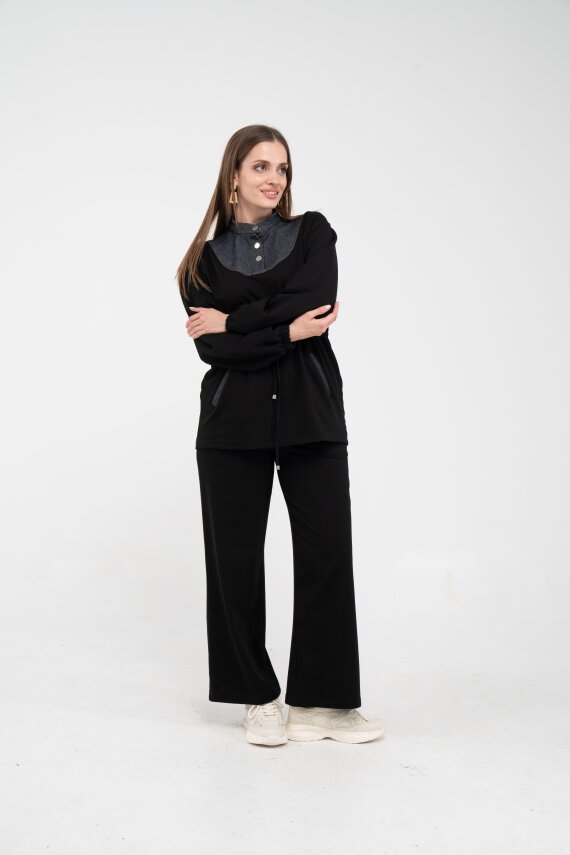 Yaka Detaylı Bel Büzgülü Kadın Takım 1719 - 22