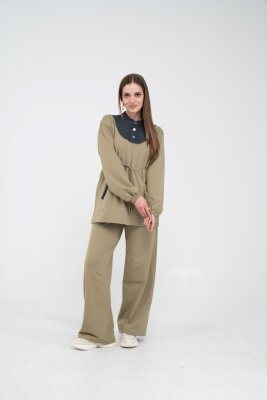 Yaka Detaylı Bel Büzgülü Kadın Takım 1719 - 25