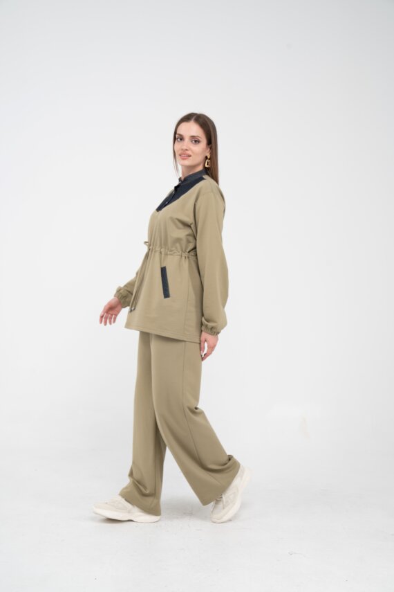 Yaka Detaylı Bel Büzgülü Kadın Takım 1719 - 28