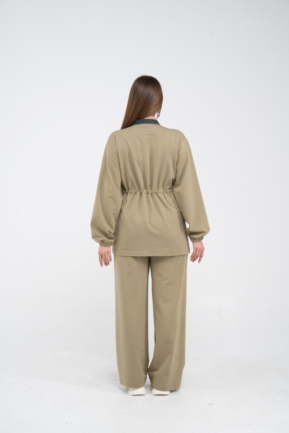 Yaka Detaylı Bel Büzgülü Kadın Takım 1719 - 32