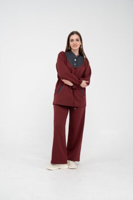 Yaka Detaylı Bel Büzgülü Kadın Takım 1719 - 33