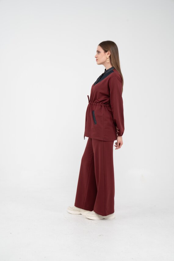 Yaka Detaylı Bel Büzgülü Kadın Takım 1719 - 35