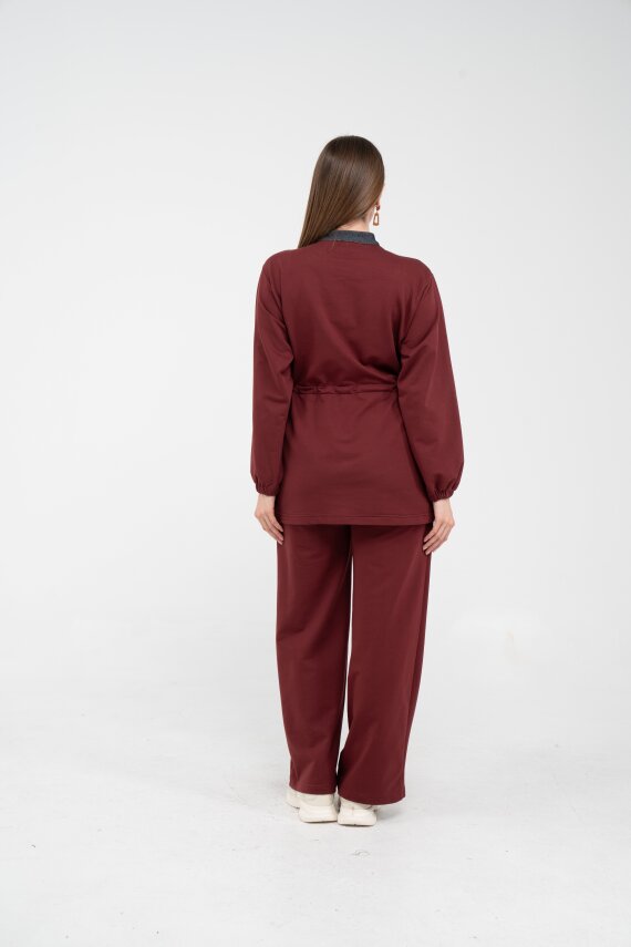 Yaka Detaylı Bel Büzgülü Kadın Takım 1719 - 40