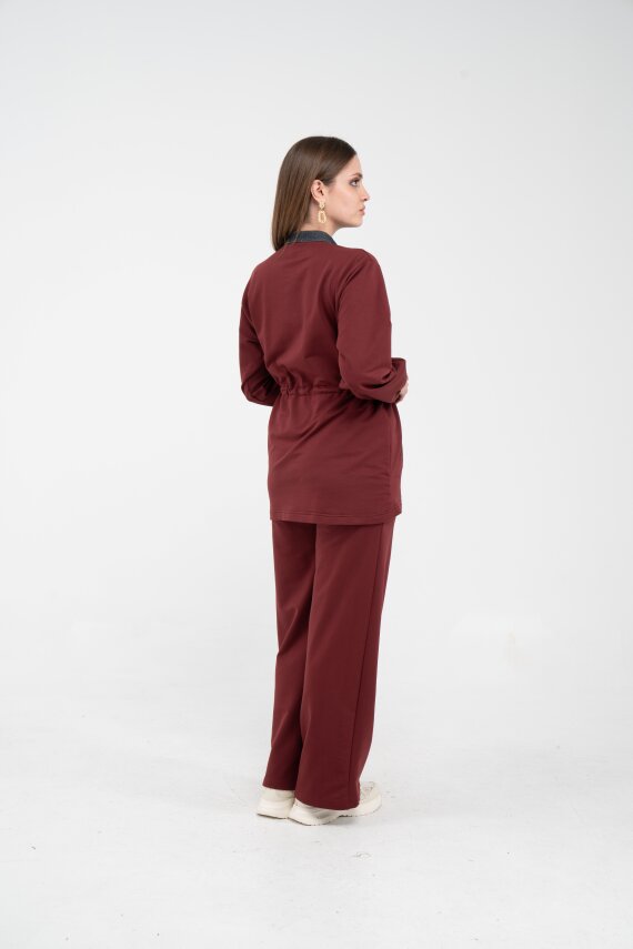 Yaka Detaylı Bel Büzgülü Kadın Takım 1719 - 36