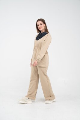 Yaka Detaylı Bel Büzgülü Kadın Takım 1719 - 52