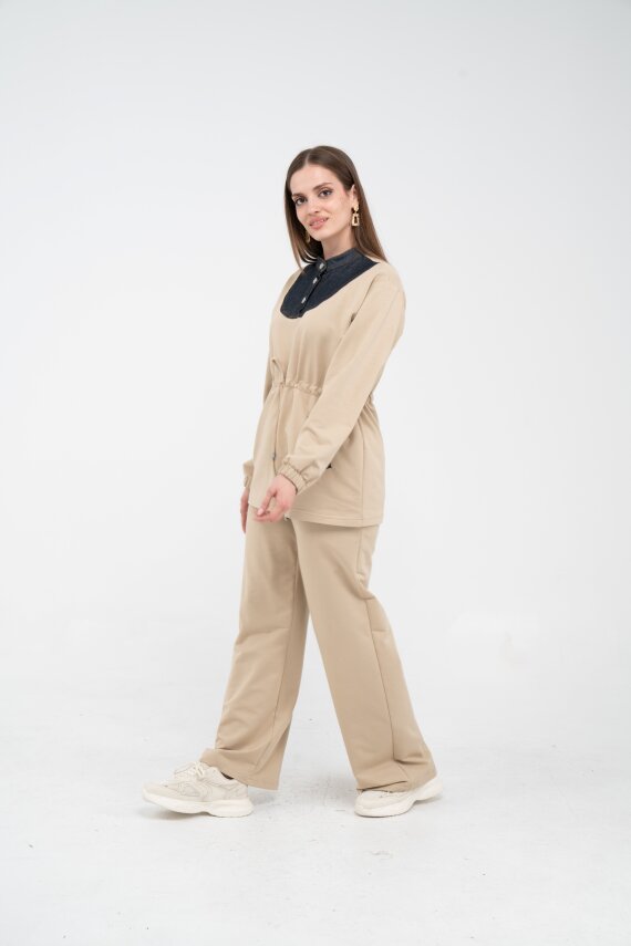 Yaka Detaylı Bel Büzgülü Kadın Takım 1719 - 52