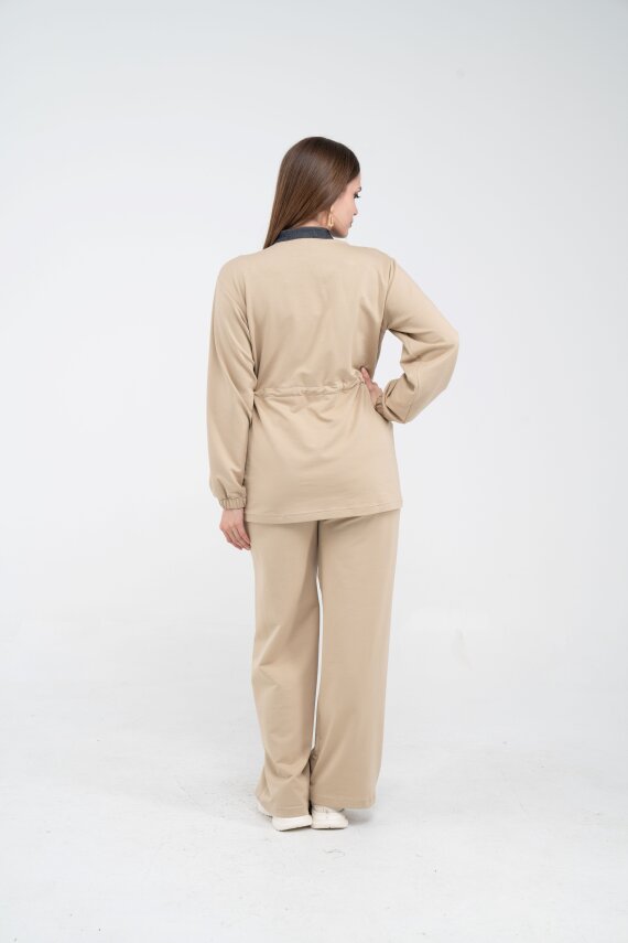 Yaka Detaylı Bel Büzgülü Kadın Takım 1719 - 53